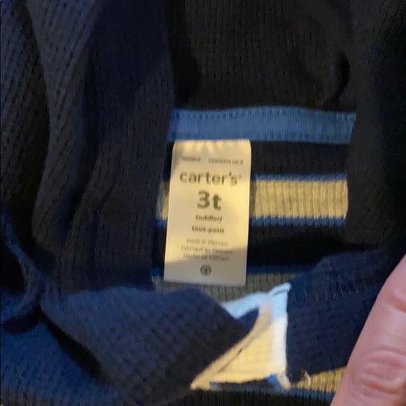 Carters 3T Striped Button Thermal Hoodie - Picture 2 of 2